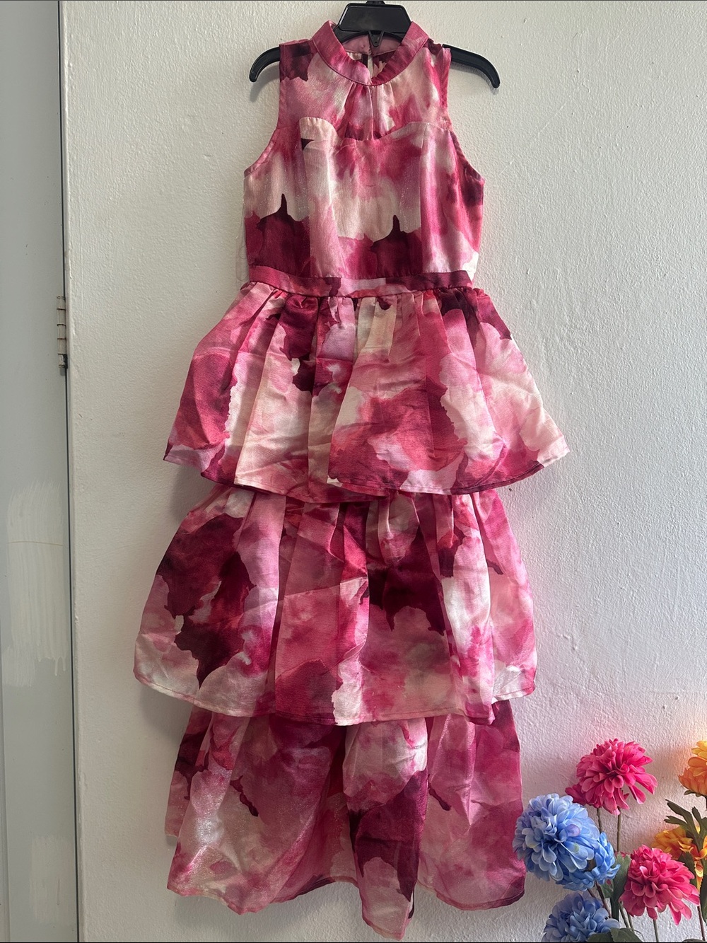 Speechless Girls Pink floralTiered Formal Dress size 7